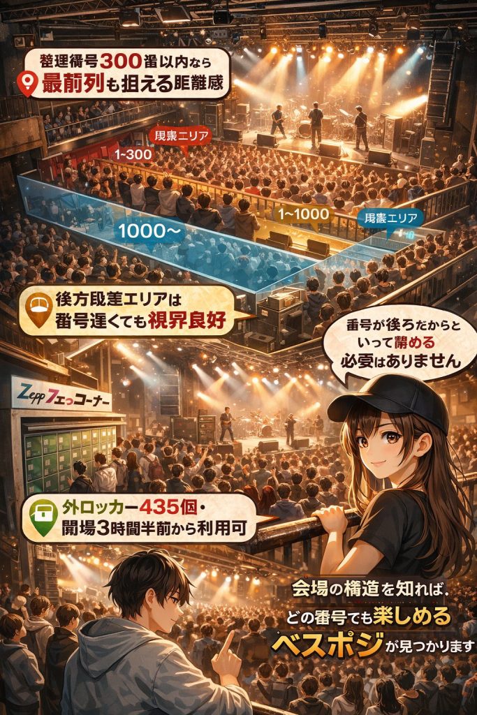 Zepp名古屋のスタンディングライブって、整理番号次第で見え方が全然違う