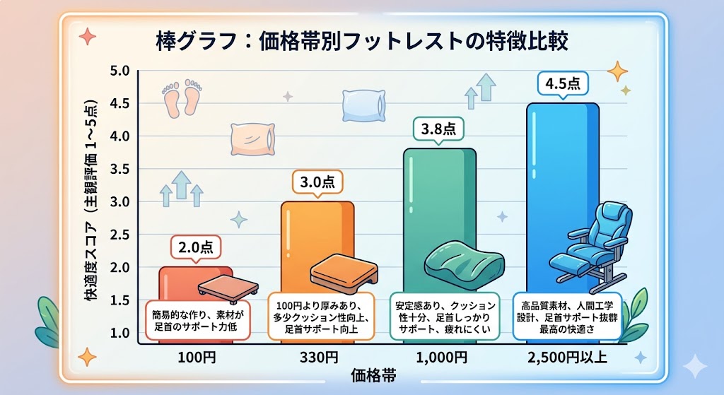 価格帯別フットレストの特徴比較