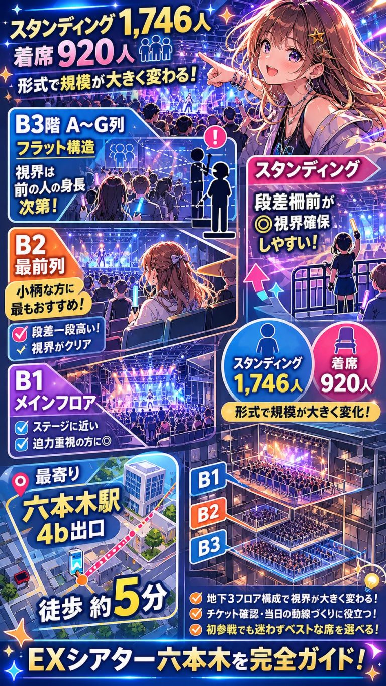EXシアター六本木 座席の見え方|B1〜B3フロア完全解説 | みんなの旅じかん