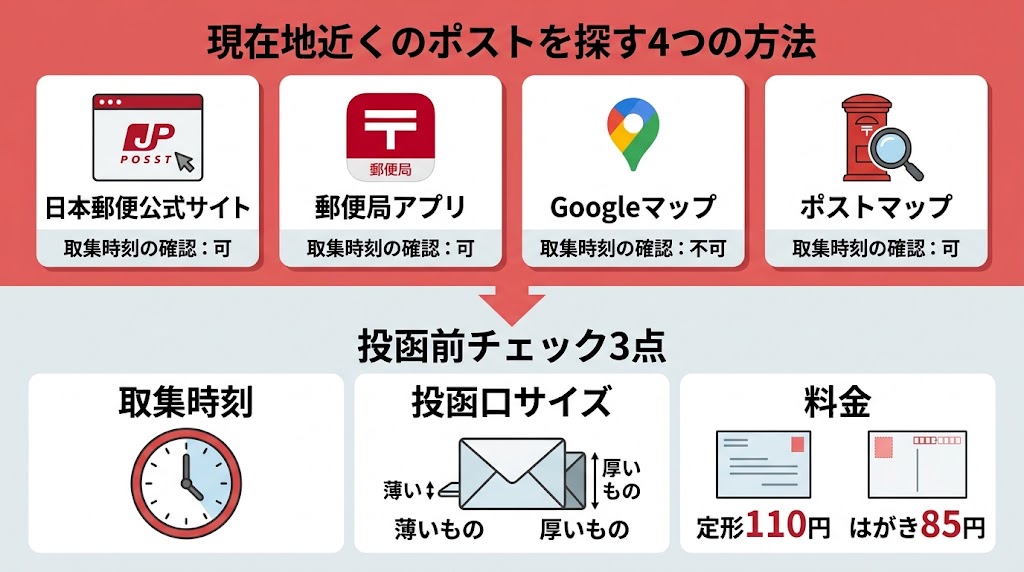 現在地近くのポストを探す4つの方法
