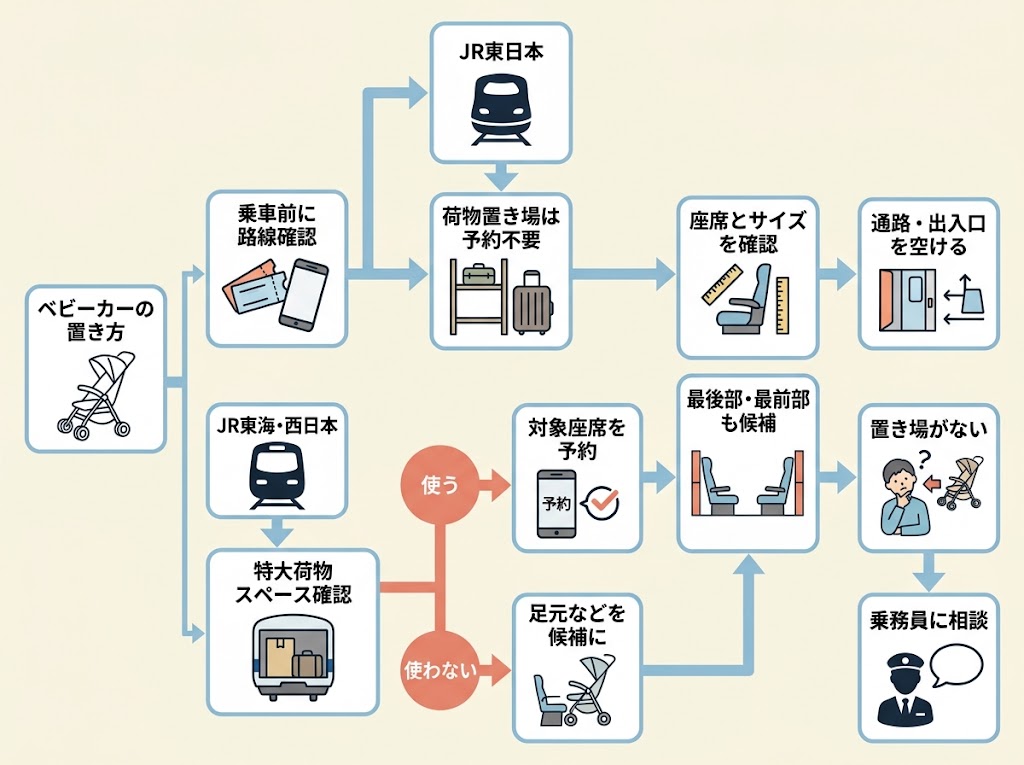左から右へ進む判断フローチャート形式のインフォグラフィック