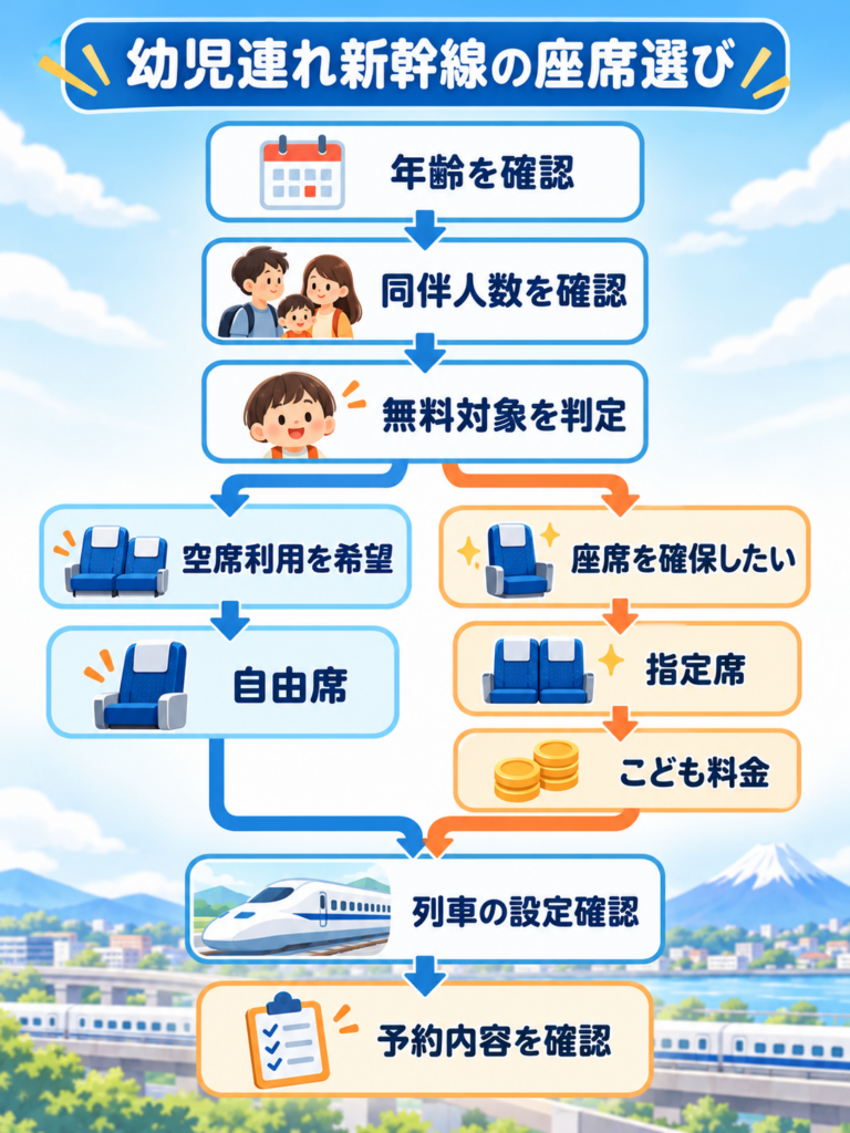 幼児連れの新幹線予約を判断する流れ図