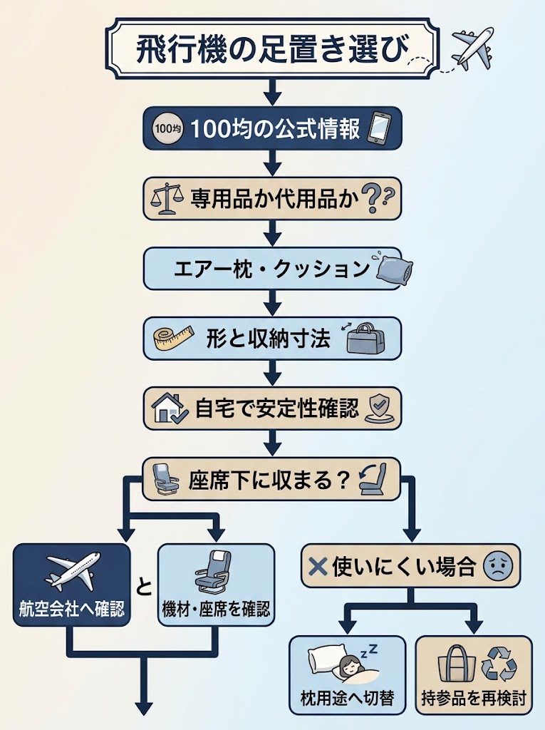 飛行機の足置き選び
